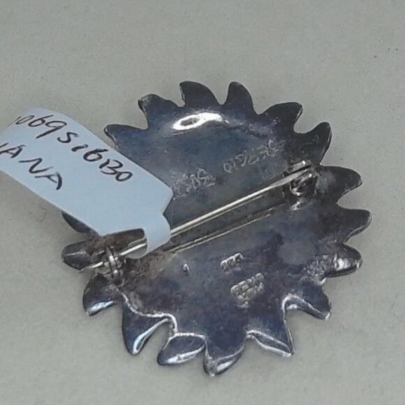 Vintage Sergio Bustamante Sterling Silver Sun Face Brooch – 1.1” - Picture 2 of 3